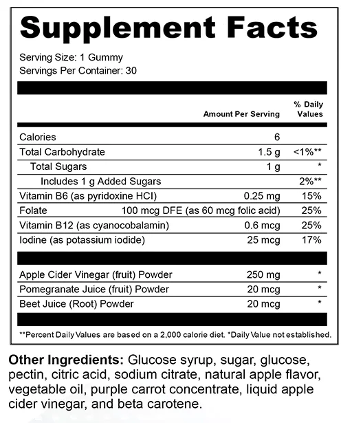 Promos Town 1 Apple Cider Vinegar Gummies ingredients